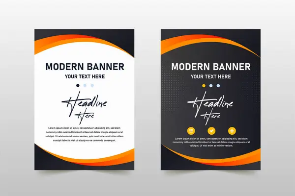 Modèle Bannière Affaires Noir Orange Incurvé Moderne — Image vectorielle