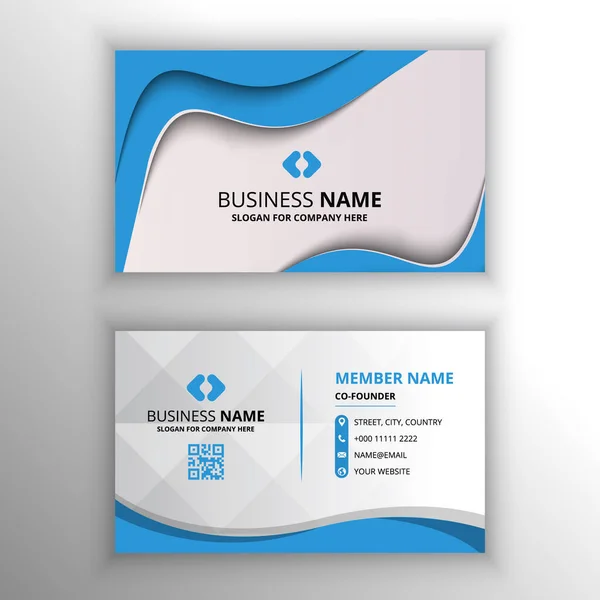 Modern Curved Blue Business Card Template — Stock Vector