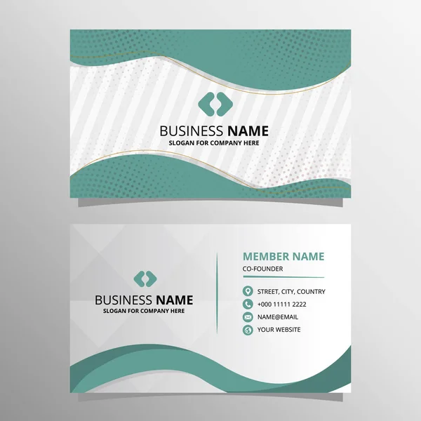 Modern Curved Green White Business Card Template — Stock Vector