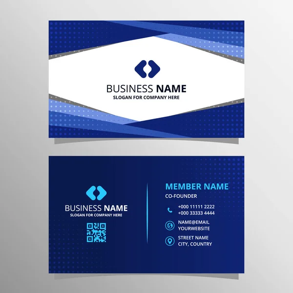 Modern Flat Blue Minimalistic Geometric Business Card Template — Stock Vector
