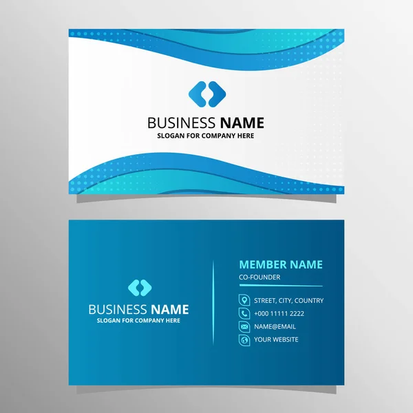 Modern Flat Gradient Blue Curved Business Card Πρότυπο — Διανυσματικό Αρχείο