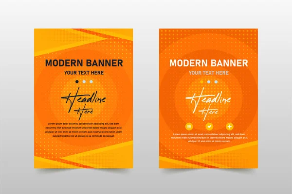Modern Plat Gestippelde Oranje Banner Sjabloon Met Cirkels — Stockvector