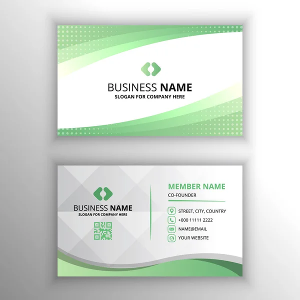Modern Flat Gradient Curved Green Business Card Πρότυπο — Διανυσματικό Αρχείο