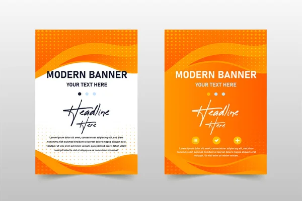Moderne Flache Gradienten Orange Gebogene Banner Vorlage — Stockvektor