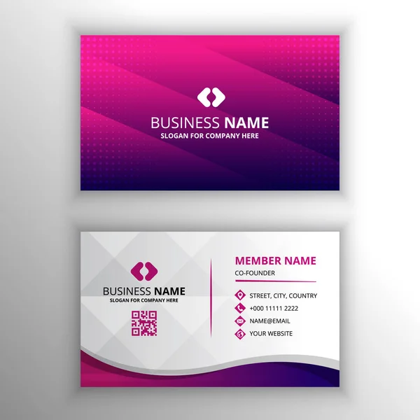 Modern Flat Gradient Pink Striped Business Card Template — Stock Vector