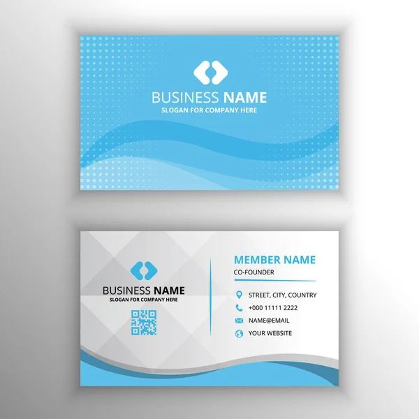 Nowoczesny Płaska Fala Blue Business Card Szablon — Wektor stockowy
