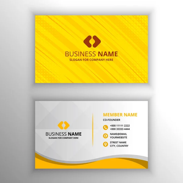 Σύγχρονη Επίπεδη Κίτρινο Comic Style Business Card Πρότυπο — Διανυσματικό Αρχείο