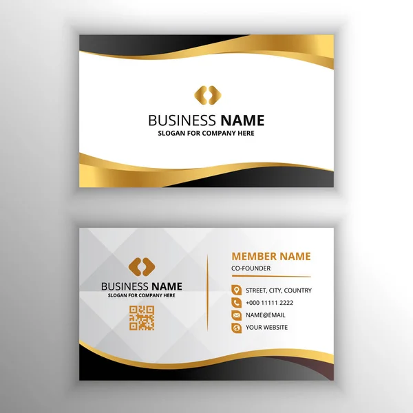 Modern Golden Black Curved Business Card Template — Stock Vector
