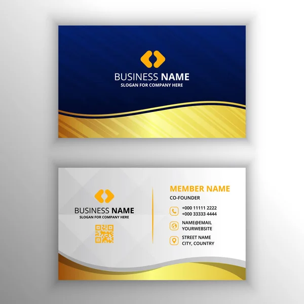 Modern Golden Blue Striped Business Card Template — Stock Vector