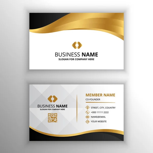 Modern Golden Black Wavy Business Card Template — Stock Vector