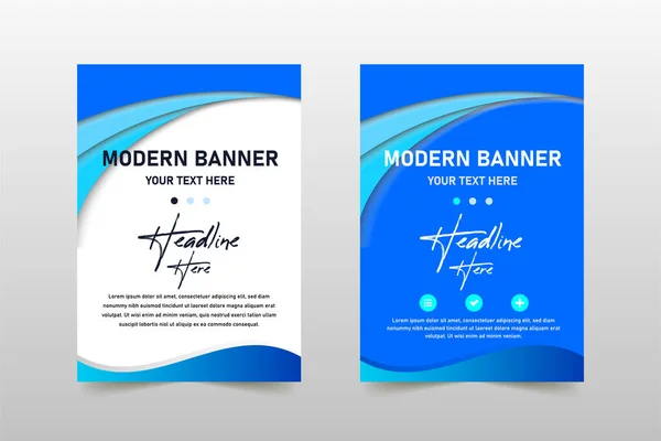 Moderne Gradient Blue Wavy Business Banner Vorlage — Stockvektor