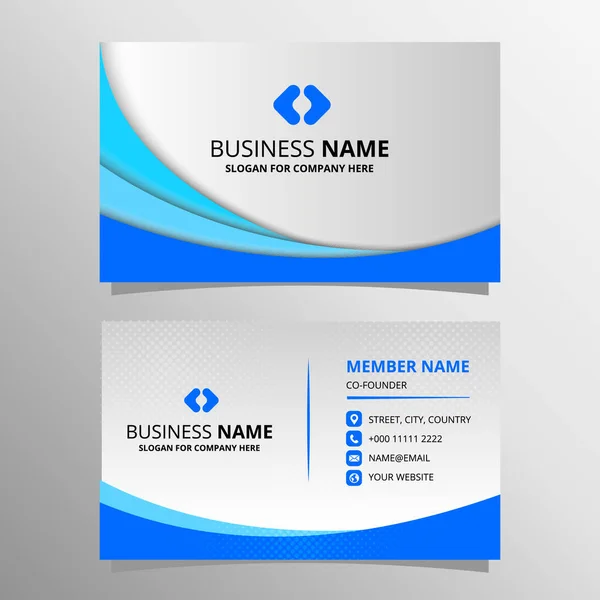 Modern Gradient Blue Wavy Business Card Template — Stock Vector