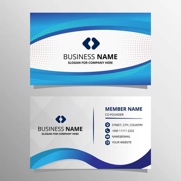 Šablona Modern Gradient Curved Blue Business Card — Stockový vektor