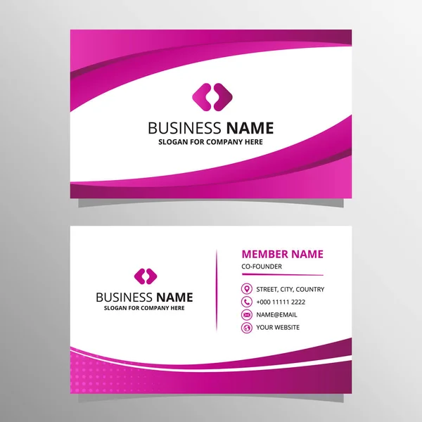 Modern Gradient Pink Business Card Curved Shapes — Stock Vector