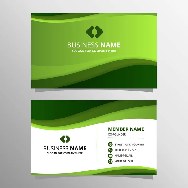 Modern Green Curved Business Card Template — Stock Vector