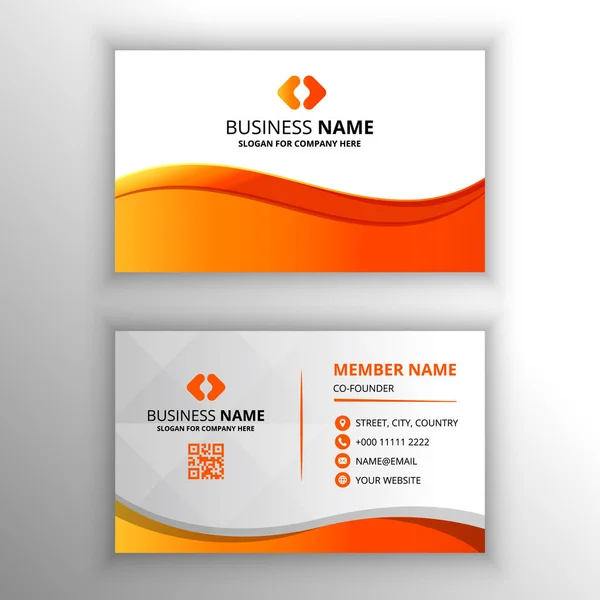 Modern Orange Business Card Template Curves — Stock Vector