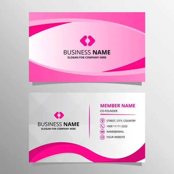 Modern Pink Business Card Curved Shapes — Stock Vector