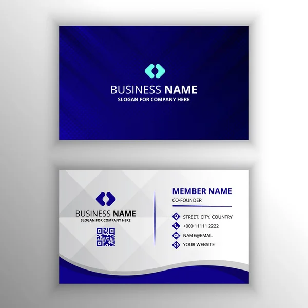 Modern Striped Blue Business Card Template Dots — Stock Vector