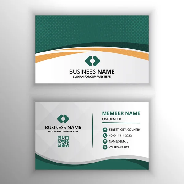 Modern Vector Green White Curved Business Card Template — Stock Vector