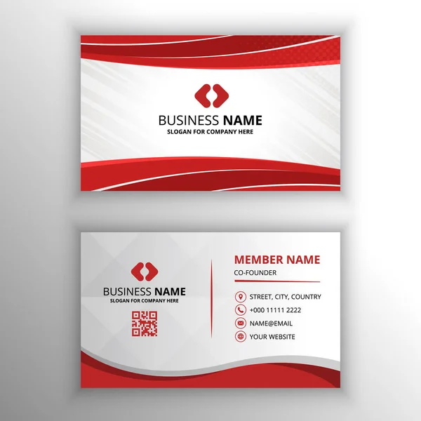 Modern Vector Red White Curved Business Card Template — Stock Vector