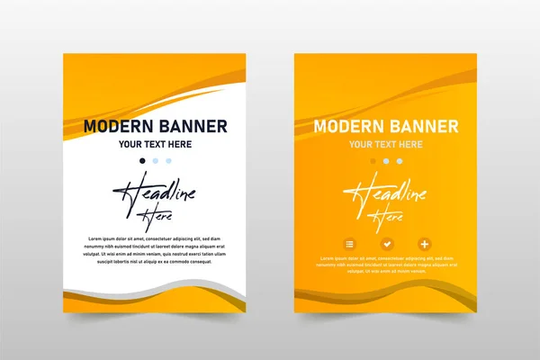 Moderne Gele Gebogen Vormen Zakelijke Banner Sjabloon — Stockvector