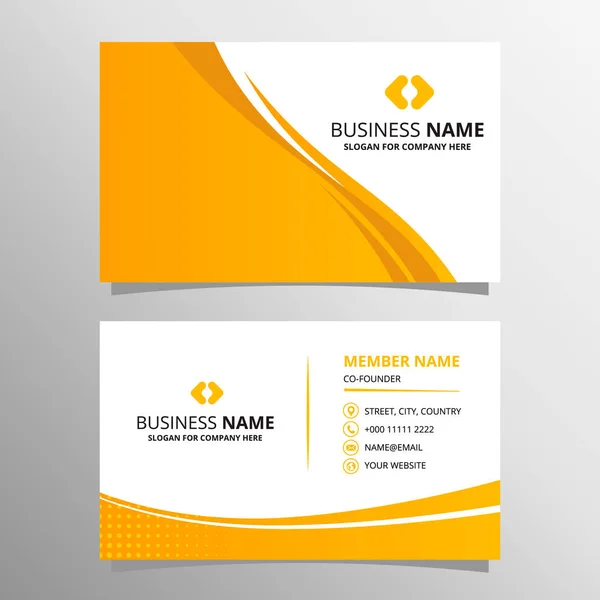 Modern Yellow Curved Shapes Business Card Template — Stock Vector