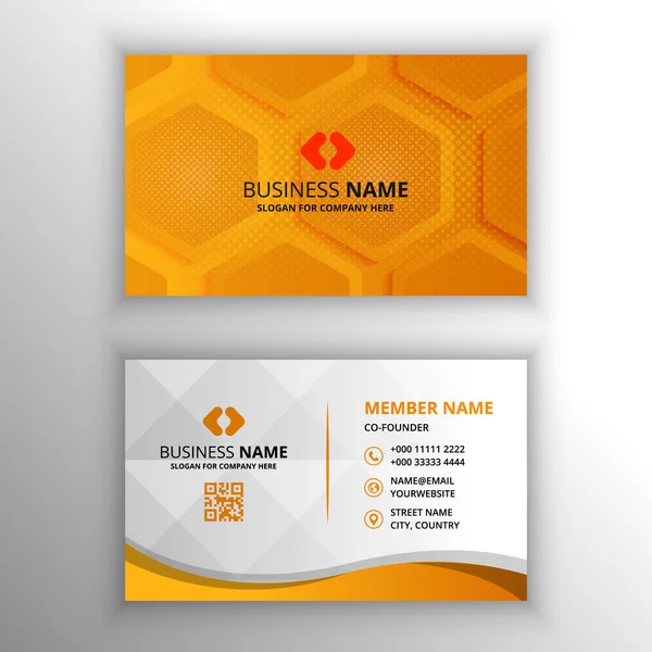 Modern Yellow Hexagon Business Card Template — Stock Vector