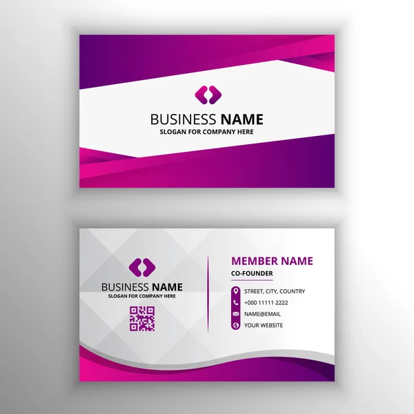 Stylish Purple Pink Curved Business Card Template — Stock Vector