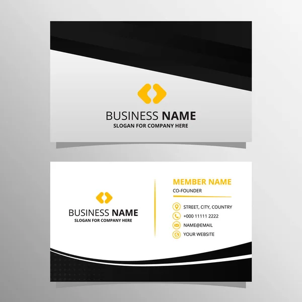Vector Geometric Lined Black Business Card Template — Stock Vector