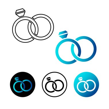 Soyut Nikah Yüzükleri Simgesi İllüstrasyonu