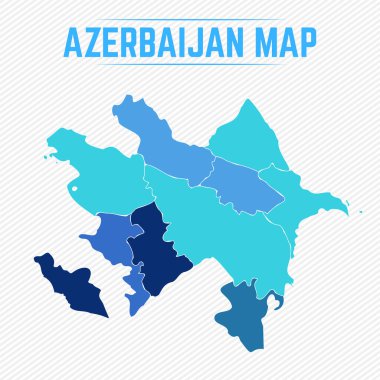 Azerbaycan Eyaletlerle Ayrıntılı Harita