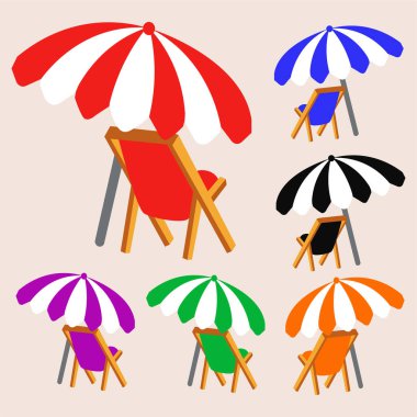 Şemsiyeli Sahil Sandalyesi Çizimi