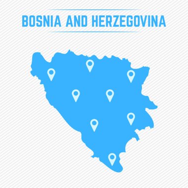 Bosna-Hersek Harita Simgeleriyle Basit Harita