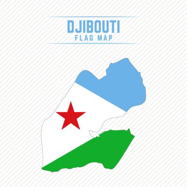 Flag Map of Djibouti. Djibouti Flag Map clipart