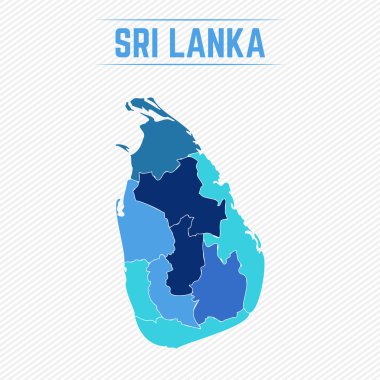 Sri Lanka Bölgelerle Ayrıntılı Harita