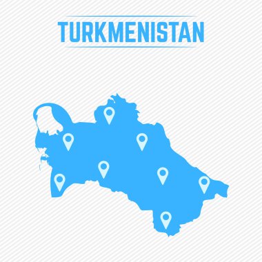 Türkmenistan Harita Simgeleriyle Basit Harita