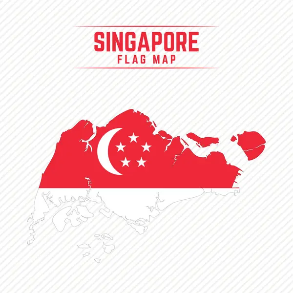 Stock vector Flag Map of Singapore. Singapore Flag Map