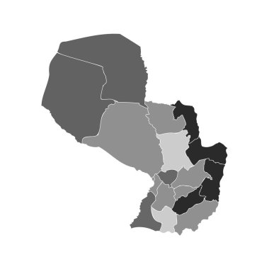 Gri Bölünmüş Paraguay Haritası