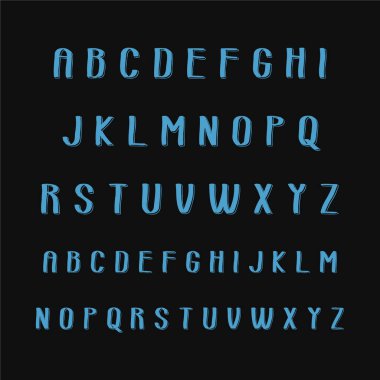 Modern Mavi Retro Yazı Tipi A 'dan Z' ye