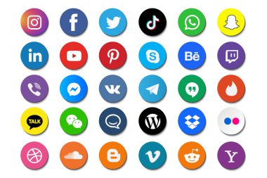 Büyük Popüler Sosyal Medya ve Web Sitesi Simgeleri Koleksiyonu