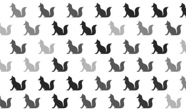 Siyah ve Beyaz Tilki Kusursuz Desenli Arkaplan