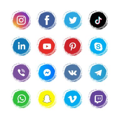 Renkli Sosyal Medya Logo Simgeleri Paketi