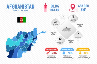 Renkli Afganistan Haritası Bilgi Şablonu