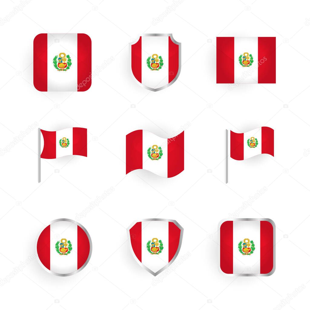 Peru Flag Icons Set