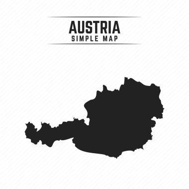 Avusturya 'nın Basit Siyah Haritası Beyaz Arkaplanda İzole Edildi