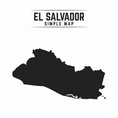 El Salvador 'un Basit Siyah Haritası Beyaz Arkaplanda İzole Edildi