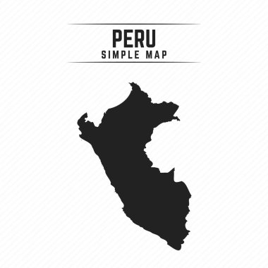 Peru 'nun Basit Siyah Haritası Beyaz Arkaplanda İzole Edildi