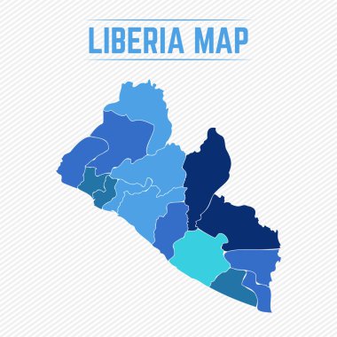 Bölgelerle Ayrıntılı Liberya Haritası