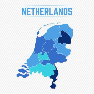 Hollanda Eyaletlerle Ayrıntılı Harita