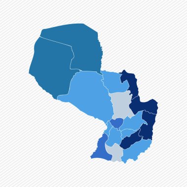 Paraguay Eyaletlerle Ayrıntılı Harita